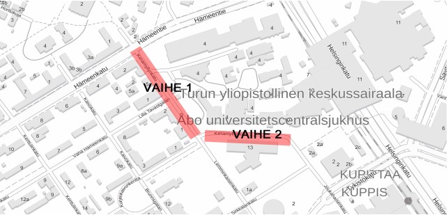 Remontissa olevat katualueet kartalla.